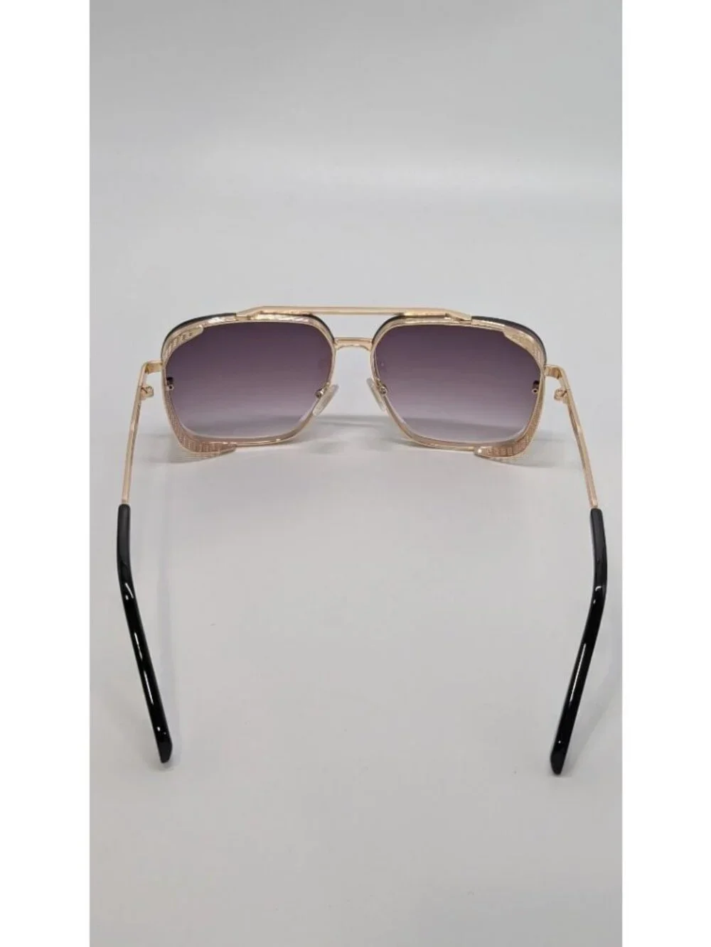 Gold-Tone Retro Square Navigator Sunglasses